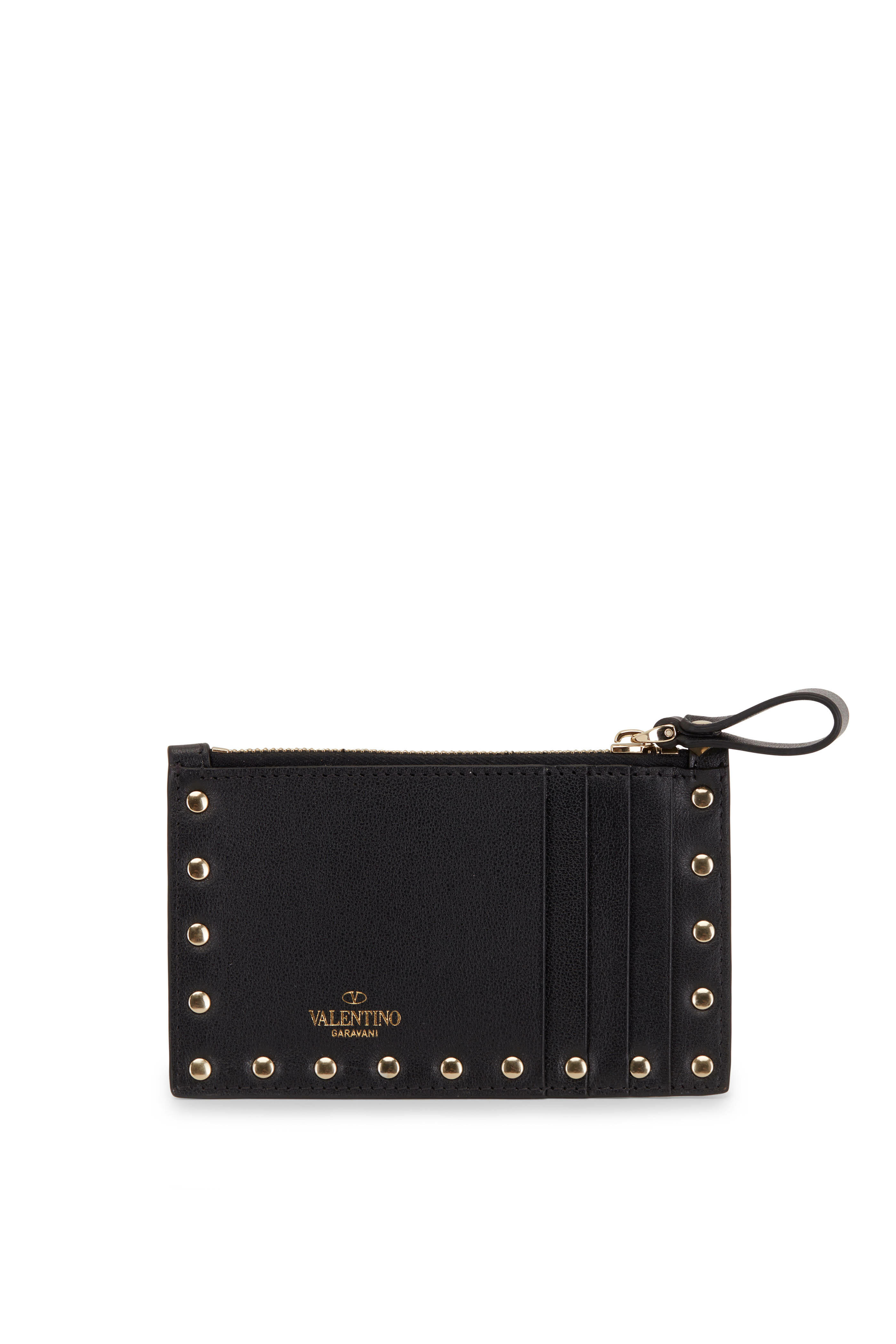 Rockstud Leather Zip Coin Purse/Card Holder