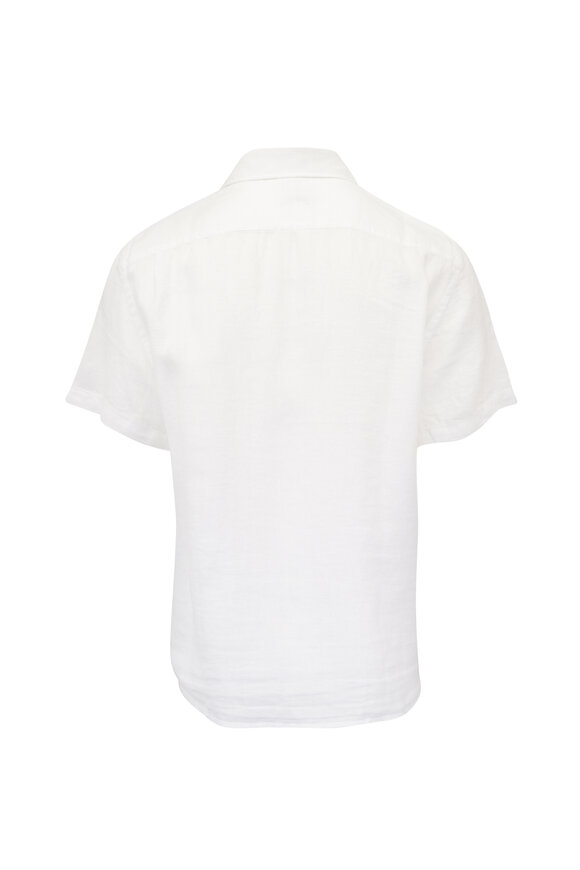 Faherty Brand White Linen Basketweave Front Button Shirt - view 2
