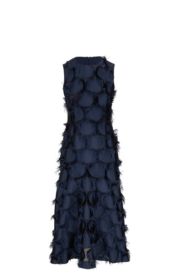 Akris Punto - Denim Black Fringe Dot Midi Dress