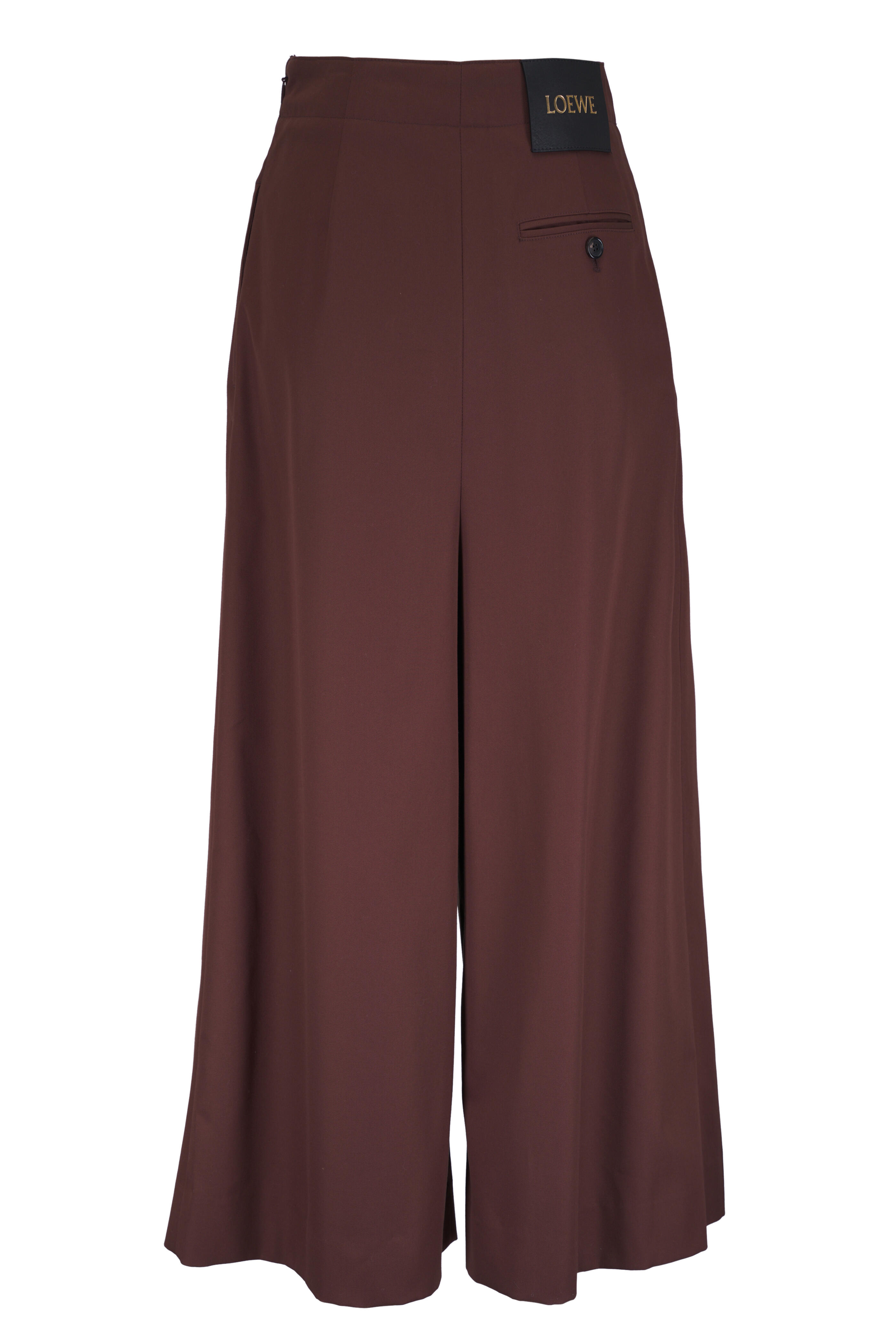 Loewe - Coffee Cropped Belted Cotton & Silk Pant