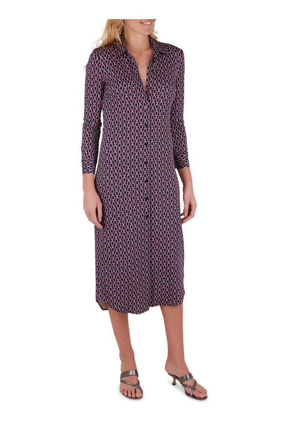 L'Agence - Raelynn Pink Printed Long Sleeve Shirt Dress