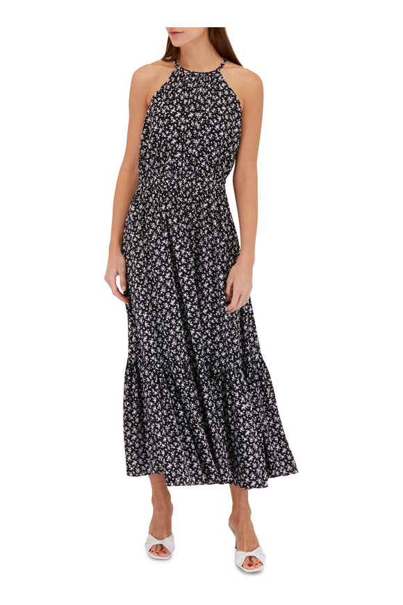 Michael Kors Collection - Black & White Floral Halter Maxi Dress