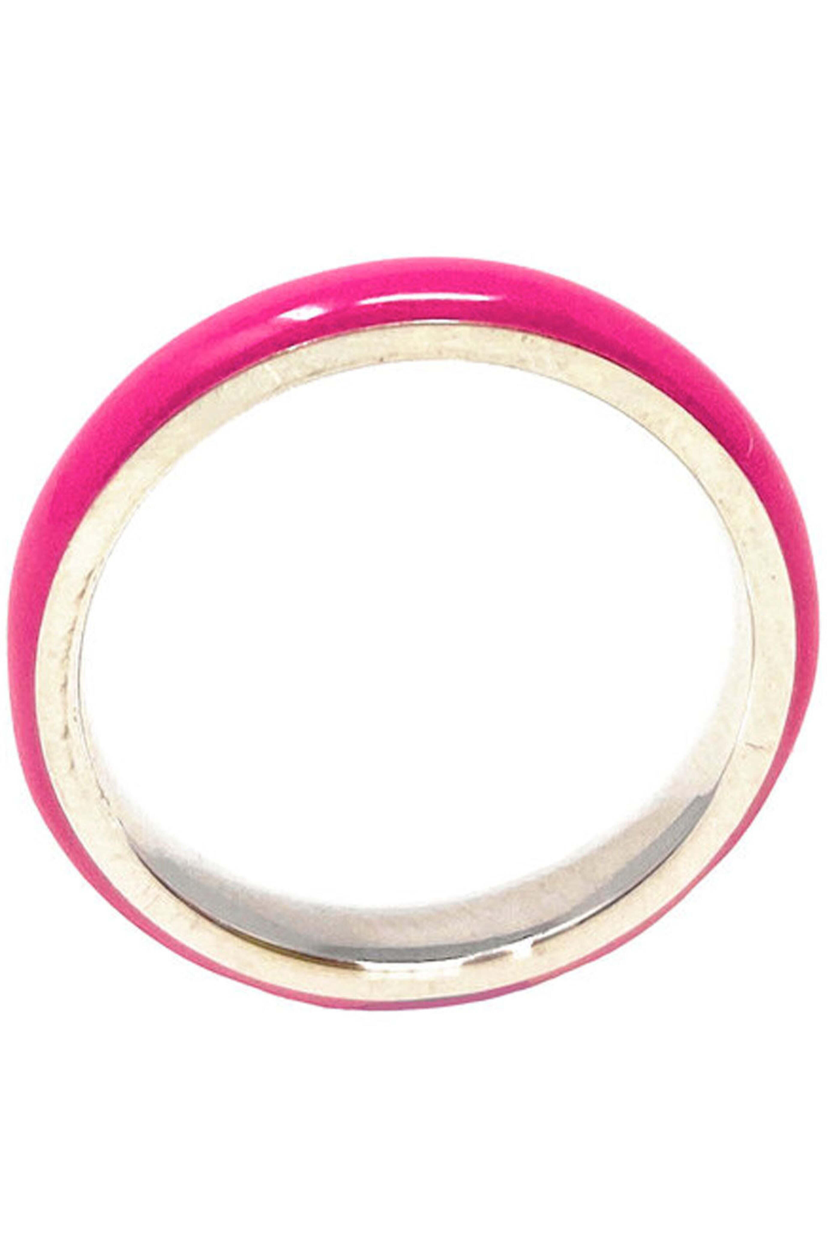 Fry Powers - Thin Enamel and Silver Ring in Fuchsia