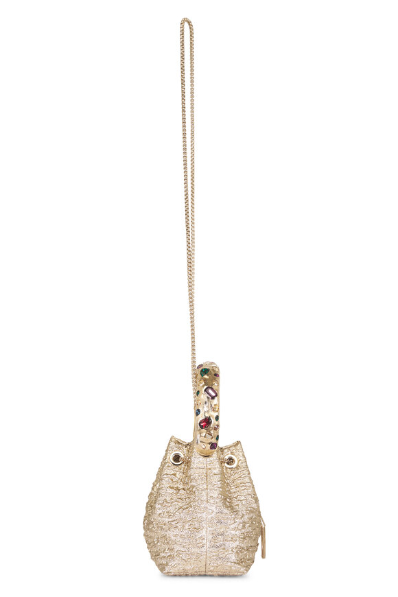 Jimmy Choo Bon Bon Gold Textured Lurex Top Handle Bag - view 3