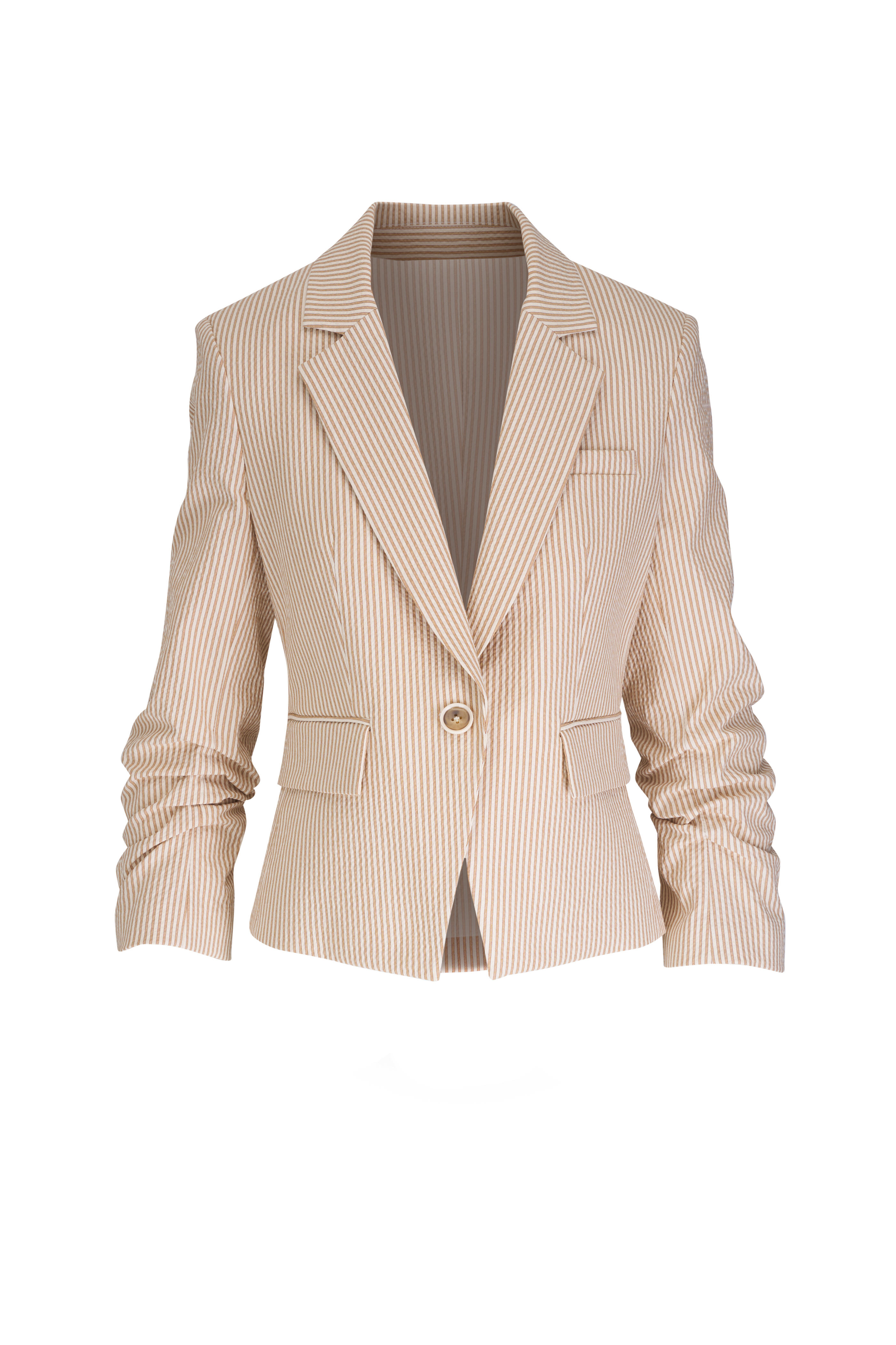 Veronica Beard - Aaliyah Khaki & White Seersucker Dickey Jacket