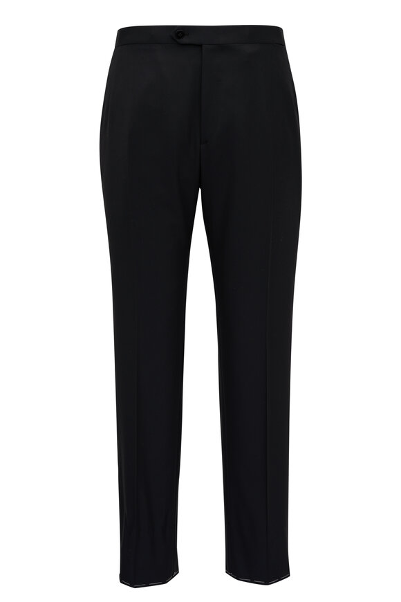 Brioni - Black Wool & Satin Stripe Tuxedo Pant 