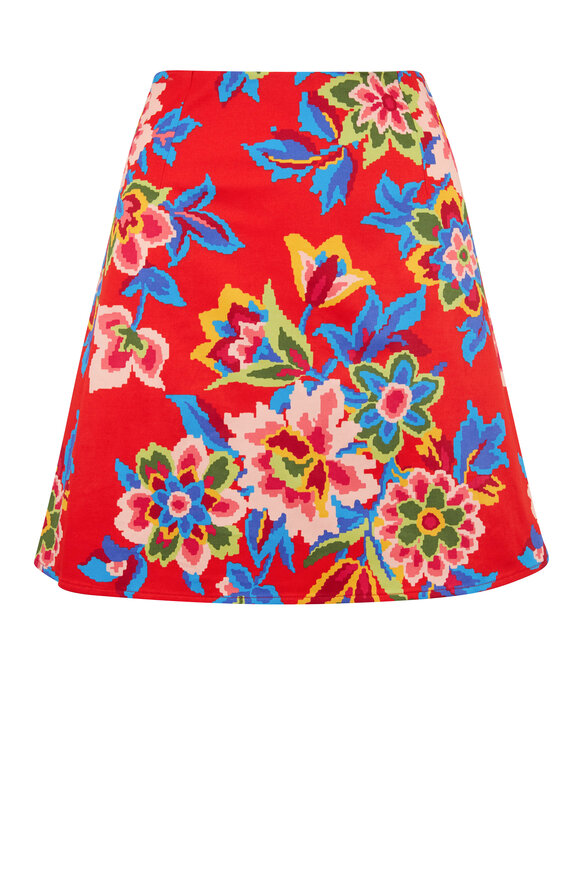 Carolina Herrera Chili Red Floral Mini Skirt