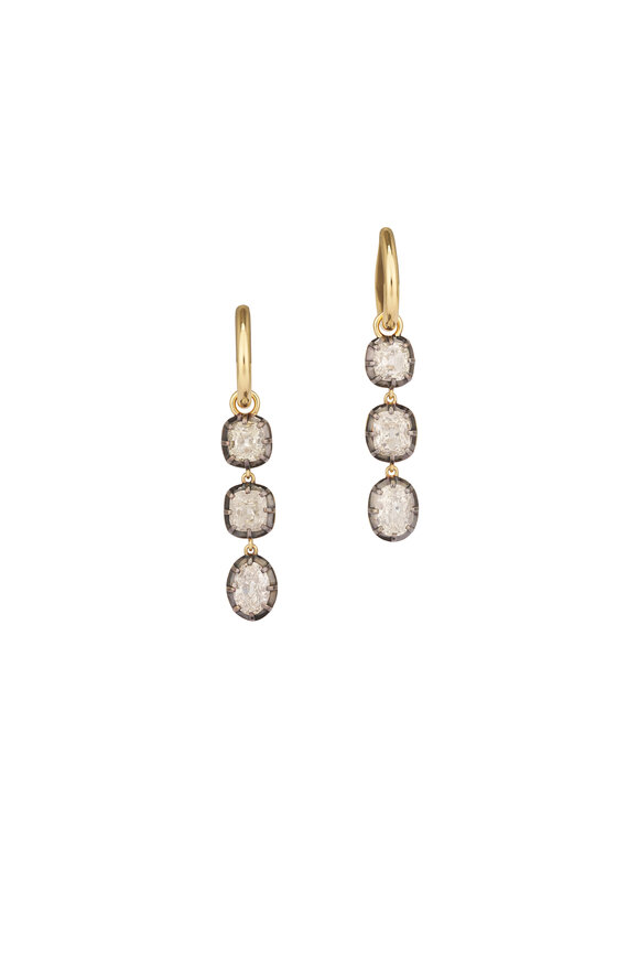 Sutra 18k Yellow Gold Diamond Dangle Earring - view 1