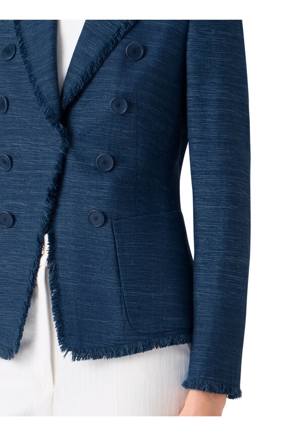 Akris Punto Dark Blue Silk & Cotton Jacket - view 5