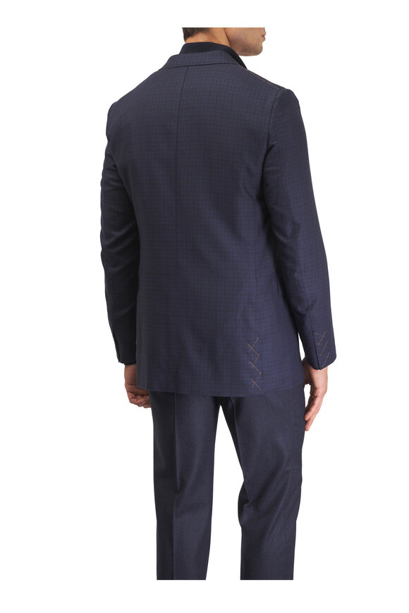 Zegna Navy Blue Wool Flannel Pant - view 4