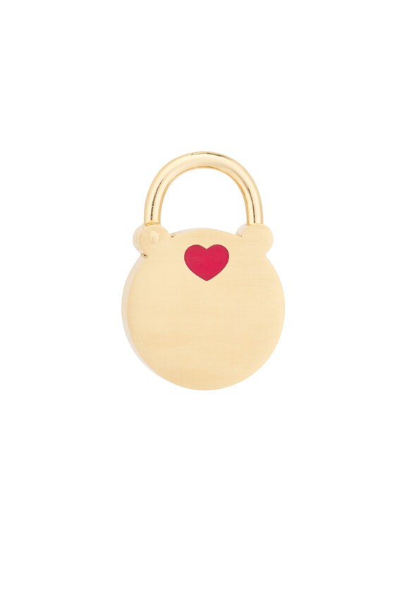 Circa 1700 18k Yellow Gold Diamond & Enamel Padlock Pendant - view 2