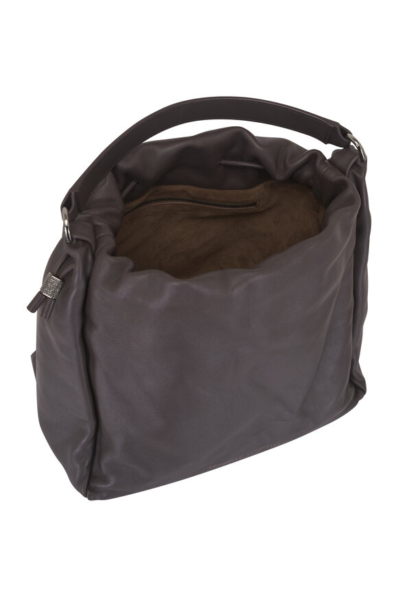 Brunello Cucinelli Testa Dark Brown Lambskin Top Handle Bag - view 7