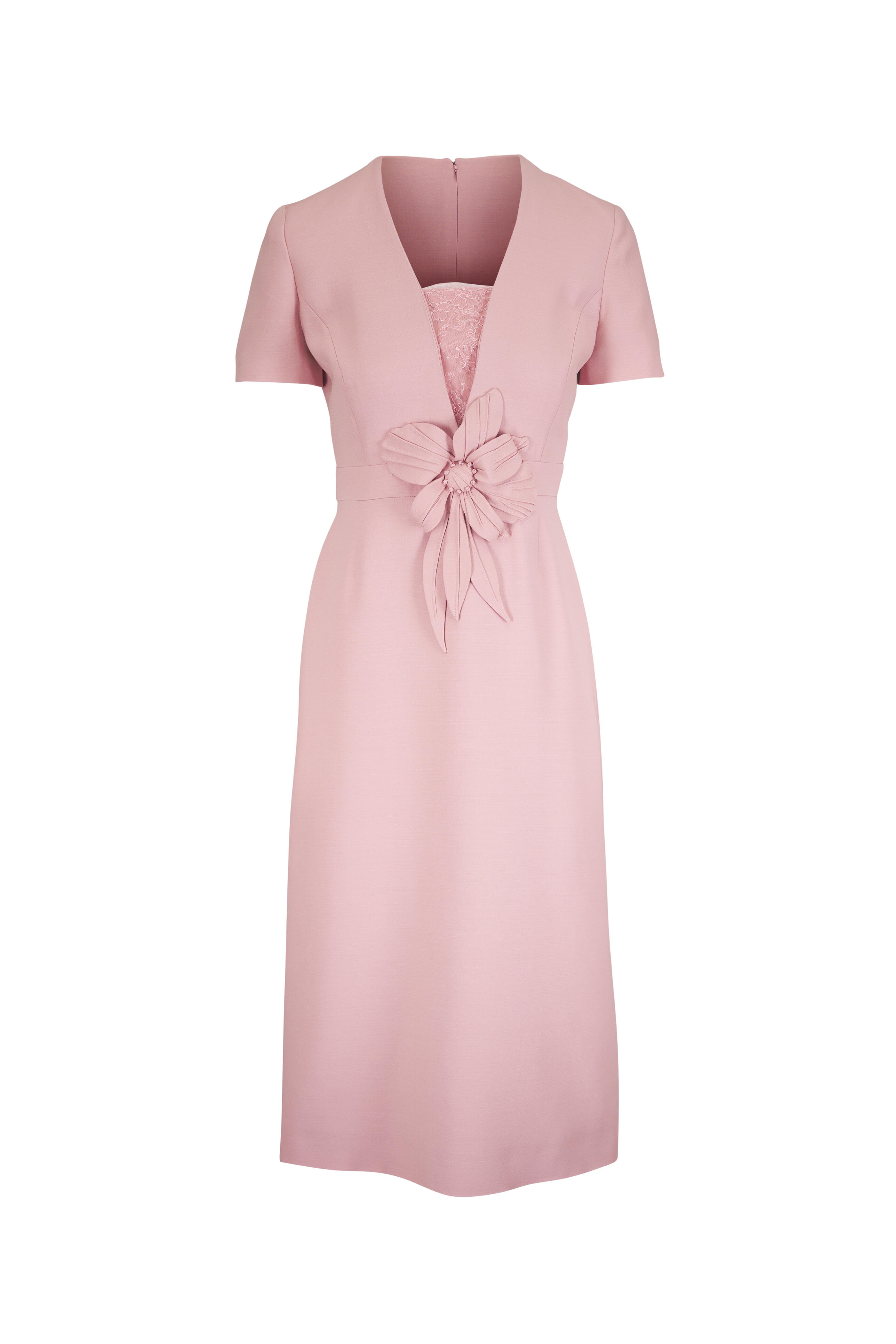 Valentino - Light Pink Crepe Couture Midi Dress