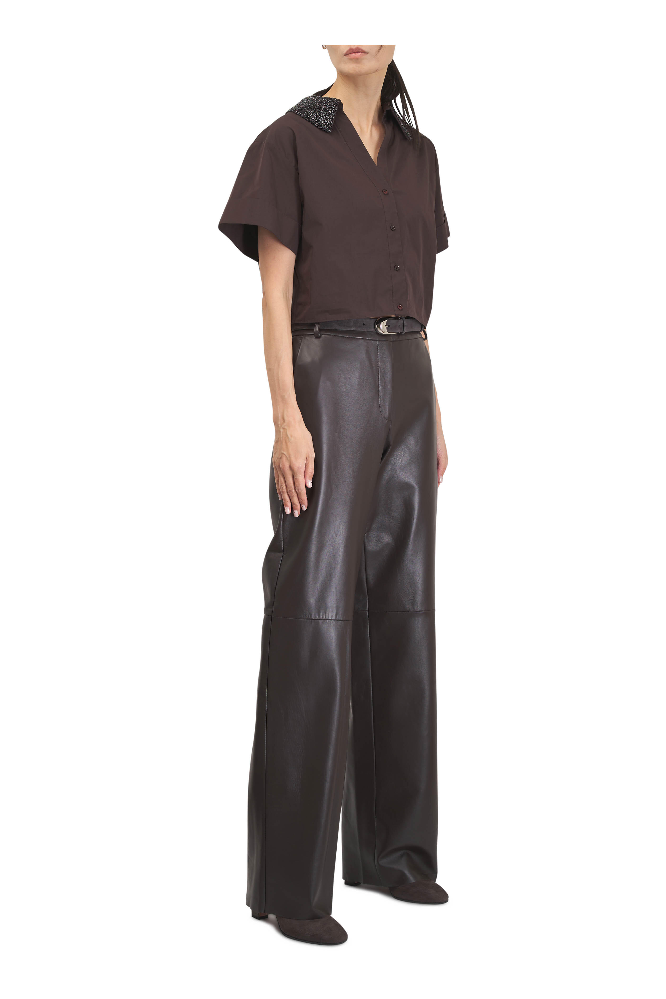 TWP - Forever & Always Chocolate Crystal Collar Top