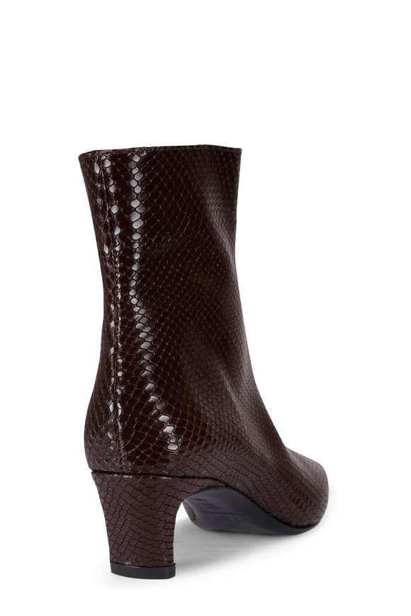 Staud Walley Espresso Embossed Leather Ankle Boot, 50mm - view 3