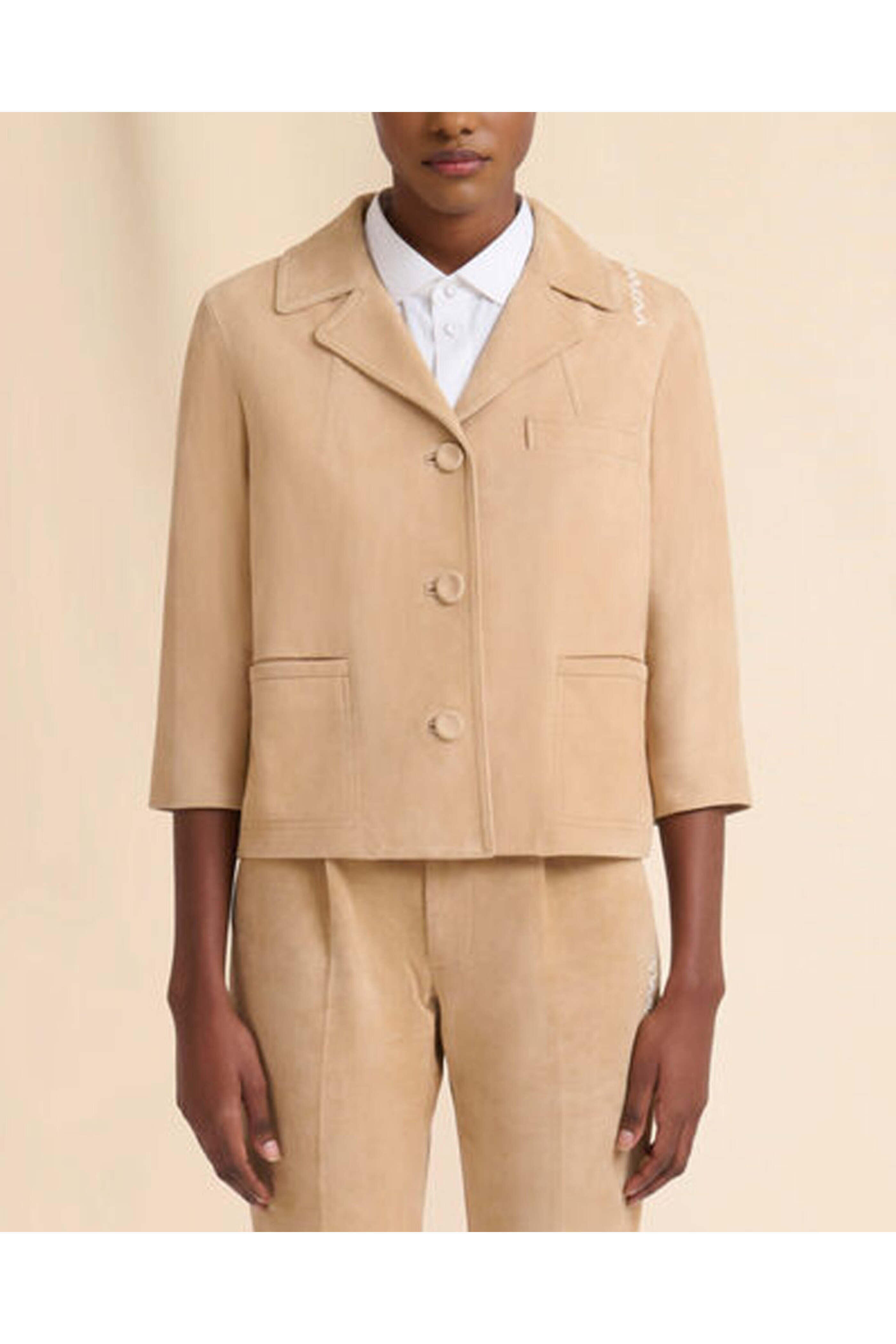 Marni - Pale Peach Single Breasted Suede Jacket