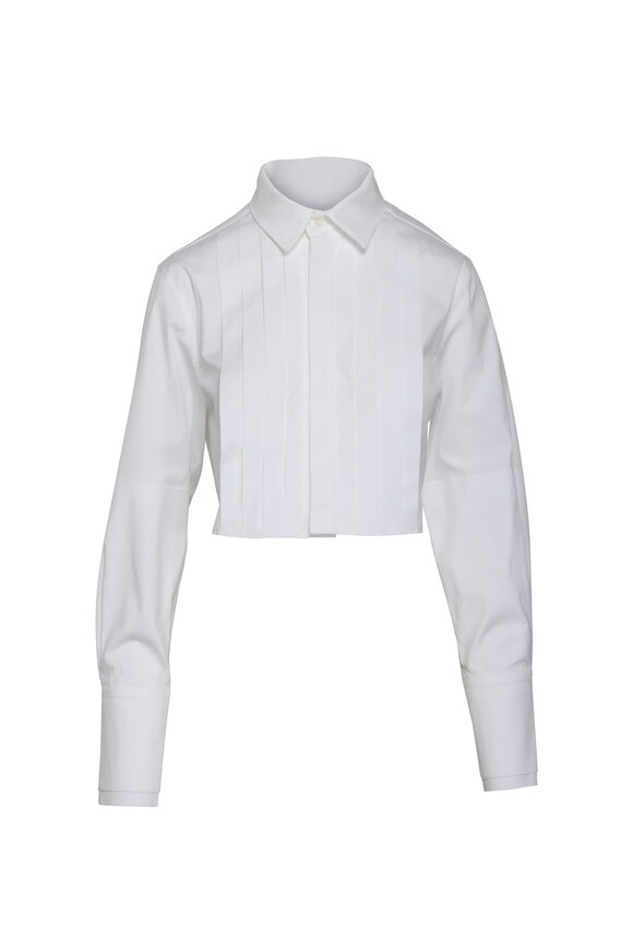 Monse Ivory Crop Tuxedo Shirt