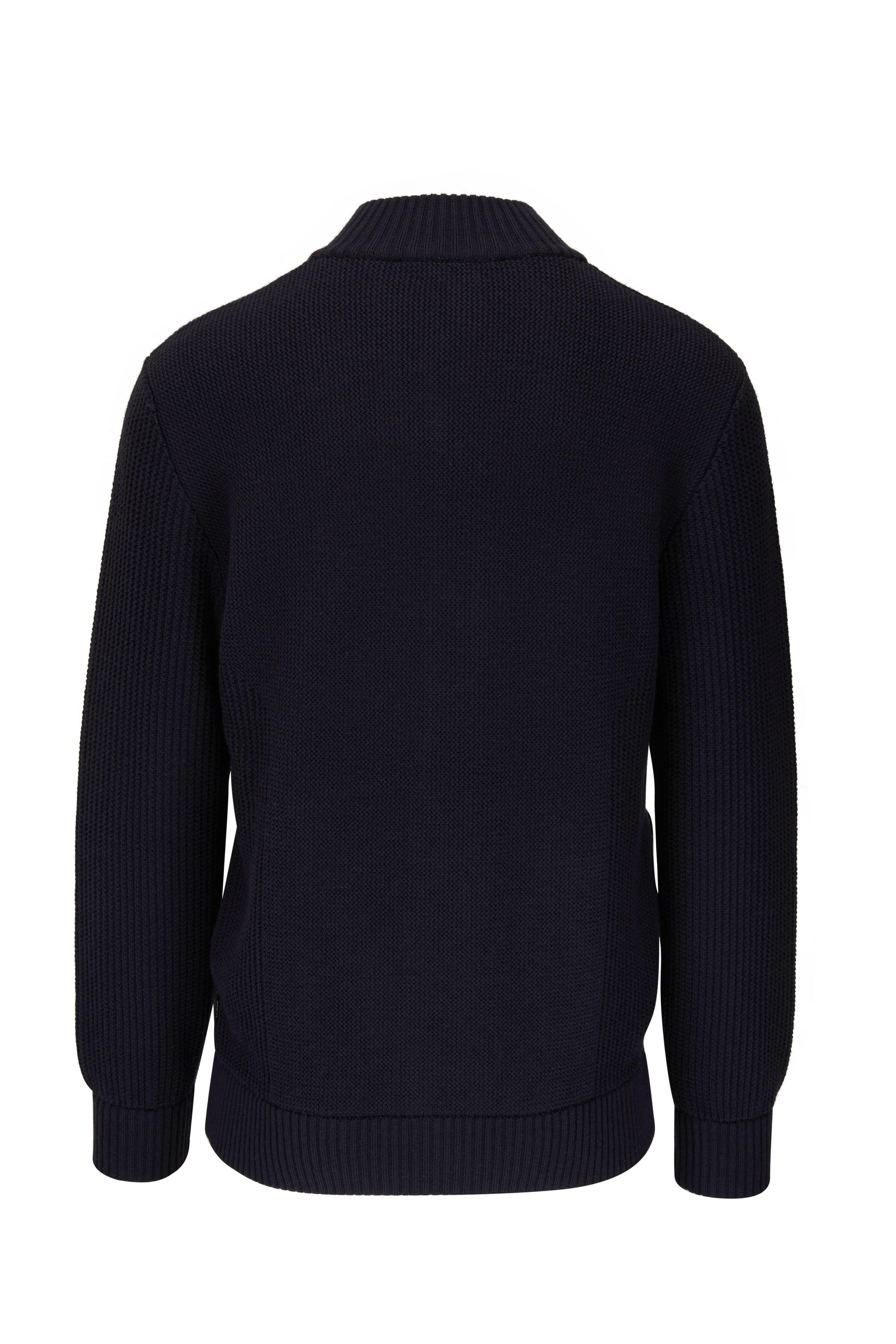 Z Zegna - Navy Blue Ribbed Wool Button Cardigan