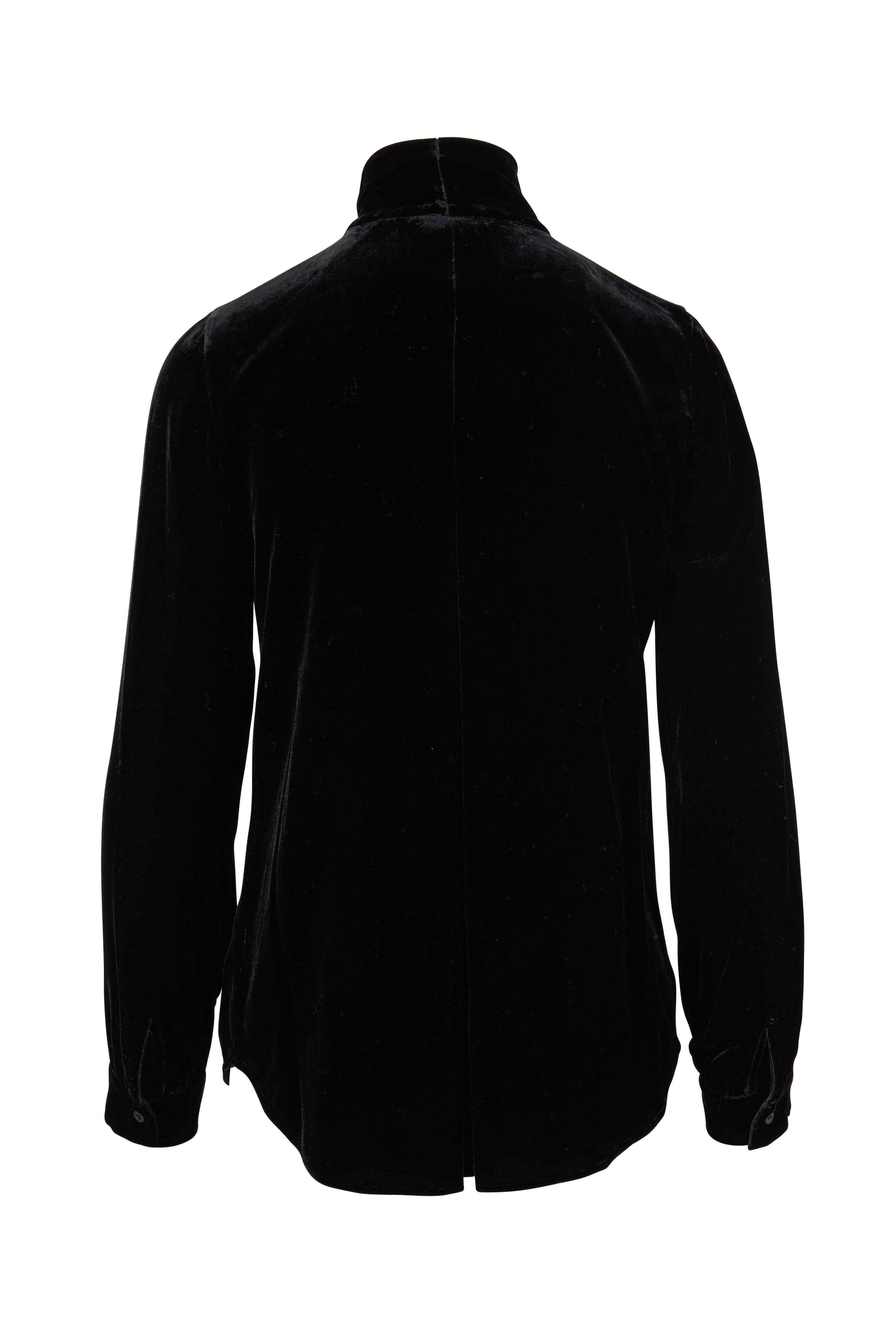 L'Agence - Gisele Black Velvet Tie-Neck Blouse