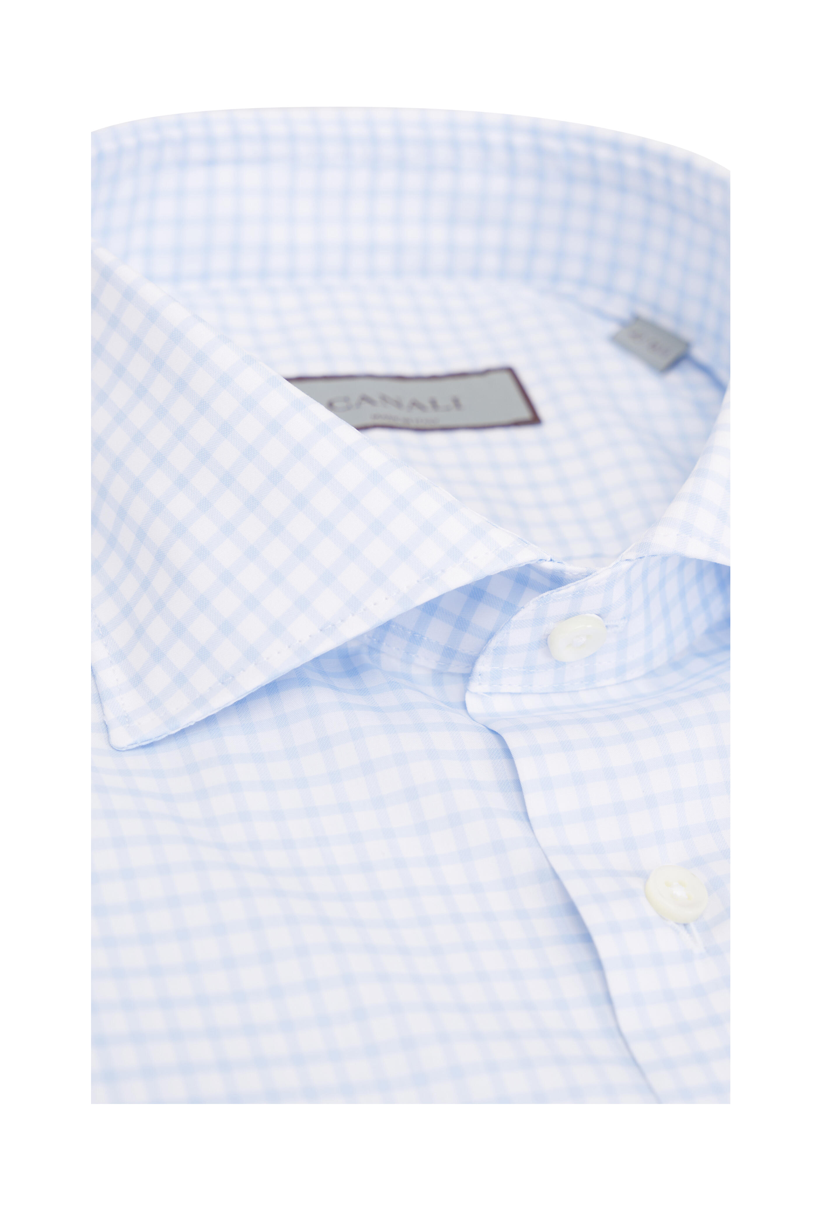 Canali - Light Blue & White Check Cotton Dress Shirt