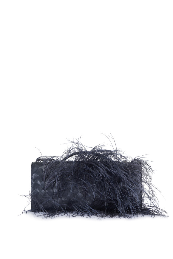 Bottega Veneta Andiamo Midnight Leather & Feather Clutch - view 3