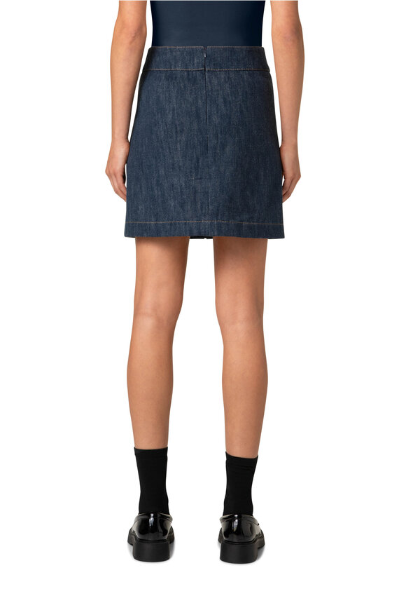 Akris Punto - Washed Denim Pleated Mini Skirt