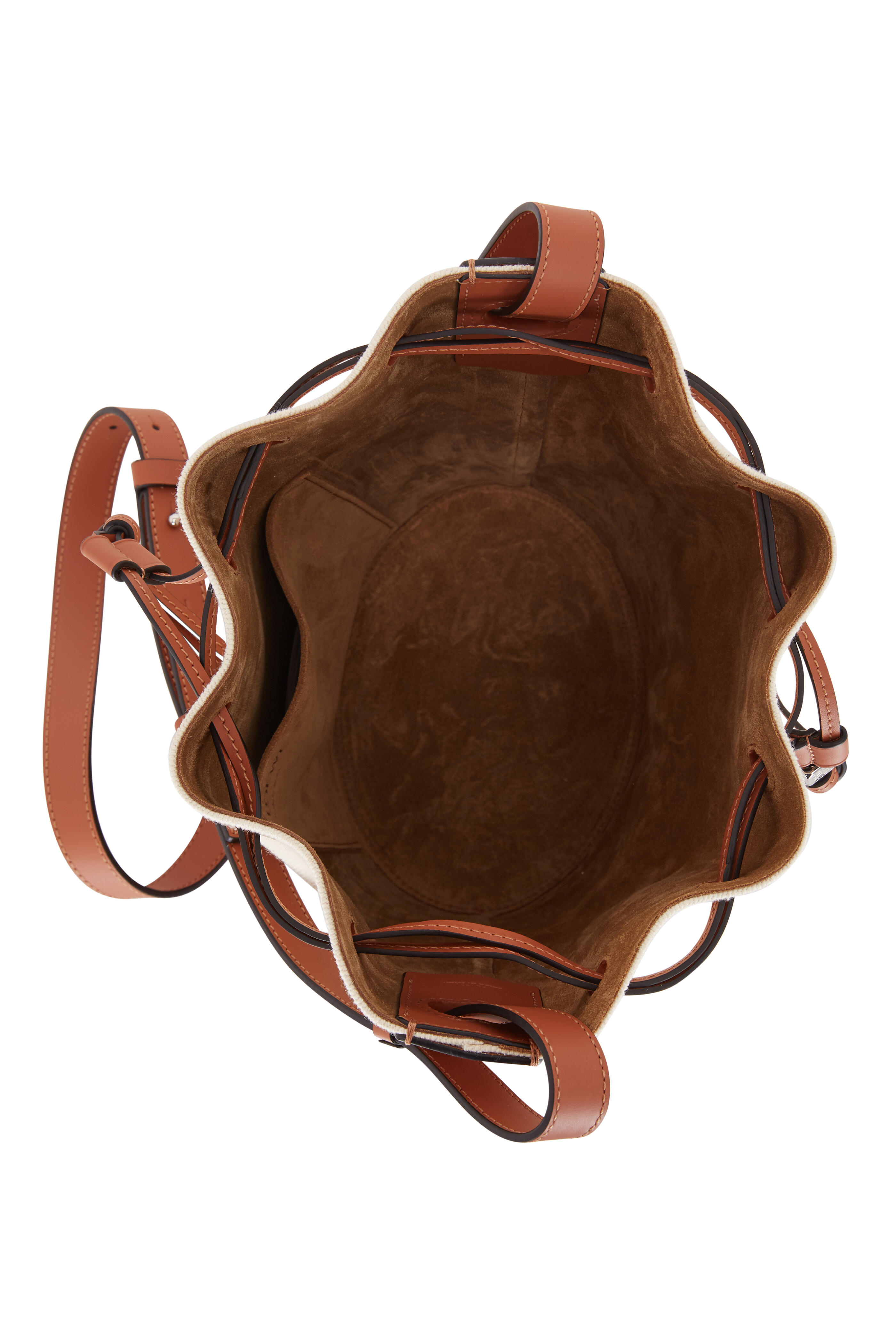 LOEWE Small Balloon Bag in Canvas and Calfskin in Ecru/Tan