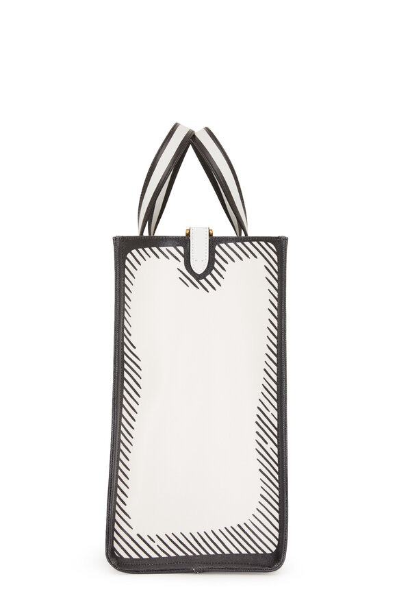 Fendi - White & Black Glazed Canvas Shopper 