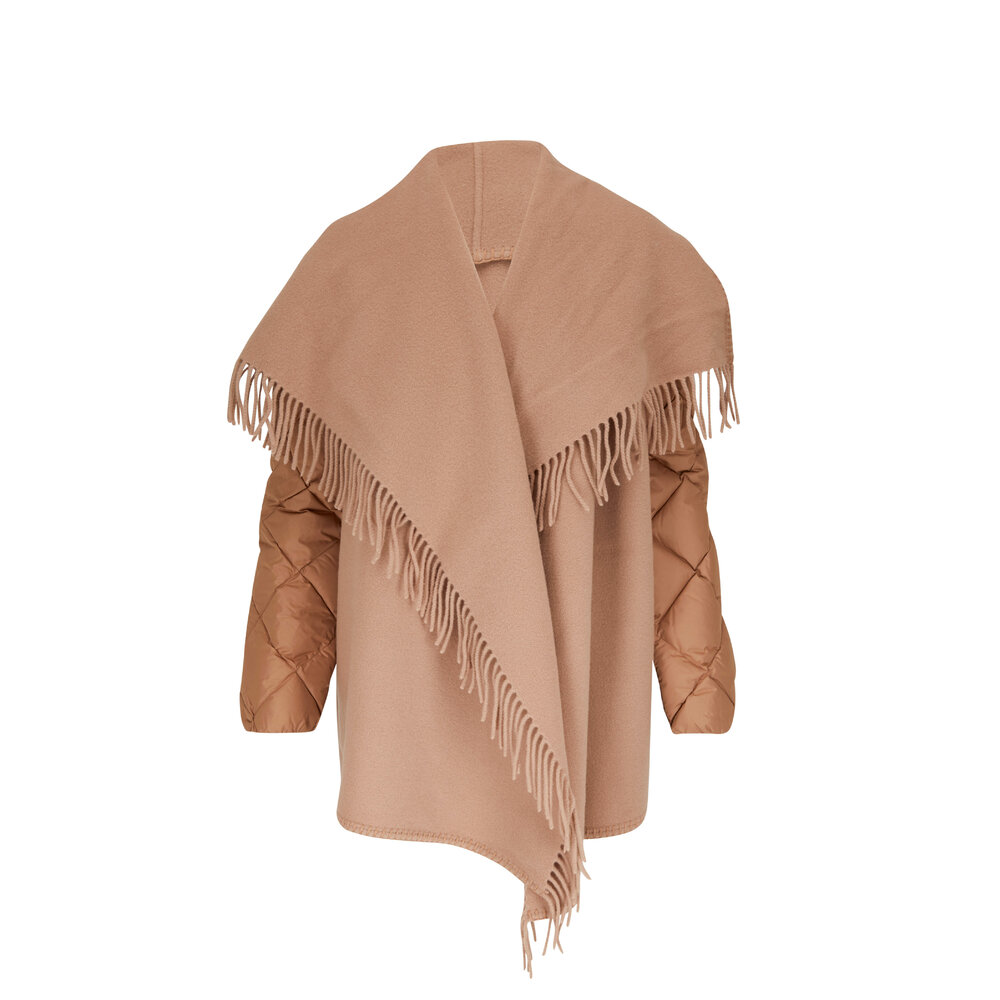 Moncler Beige Fringe Cardigan Coat Cape Hybrid