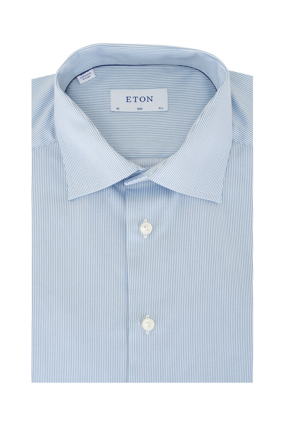 Eton - Light Green Stripe Cotton Dress Shirt