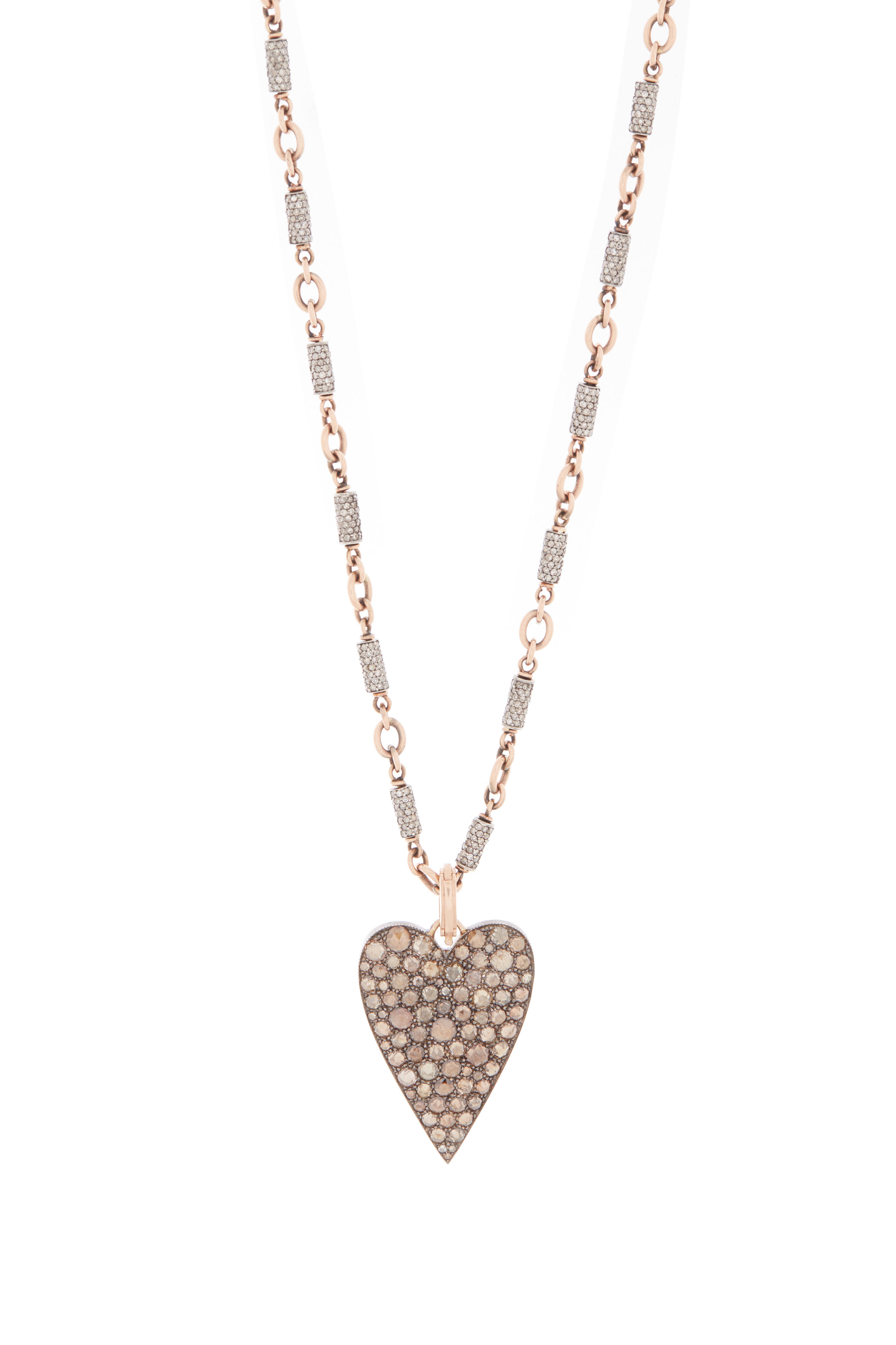 Sylva & Cie - Rose Gold & Silver Diamond Bullet Chain Necklace