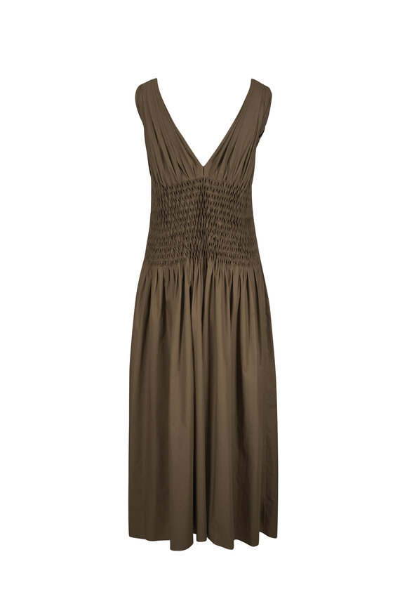 Khaite Nola Dark Olive Cotton Poplin Dress - view 2