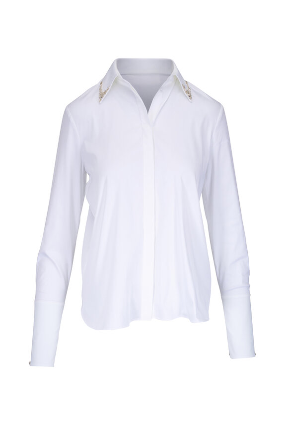 TWP - Object of Affection White Crystal Embellished Top