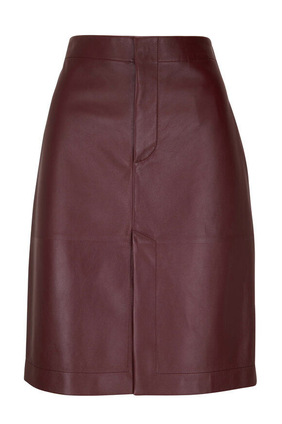 Bottega Veneta - Burgundy Smooth Napa Leather Skirt