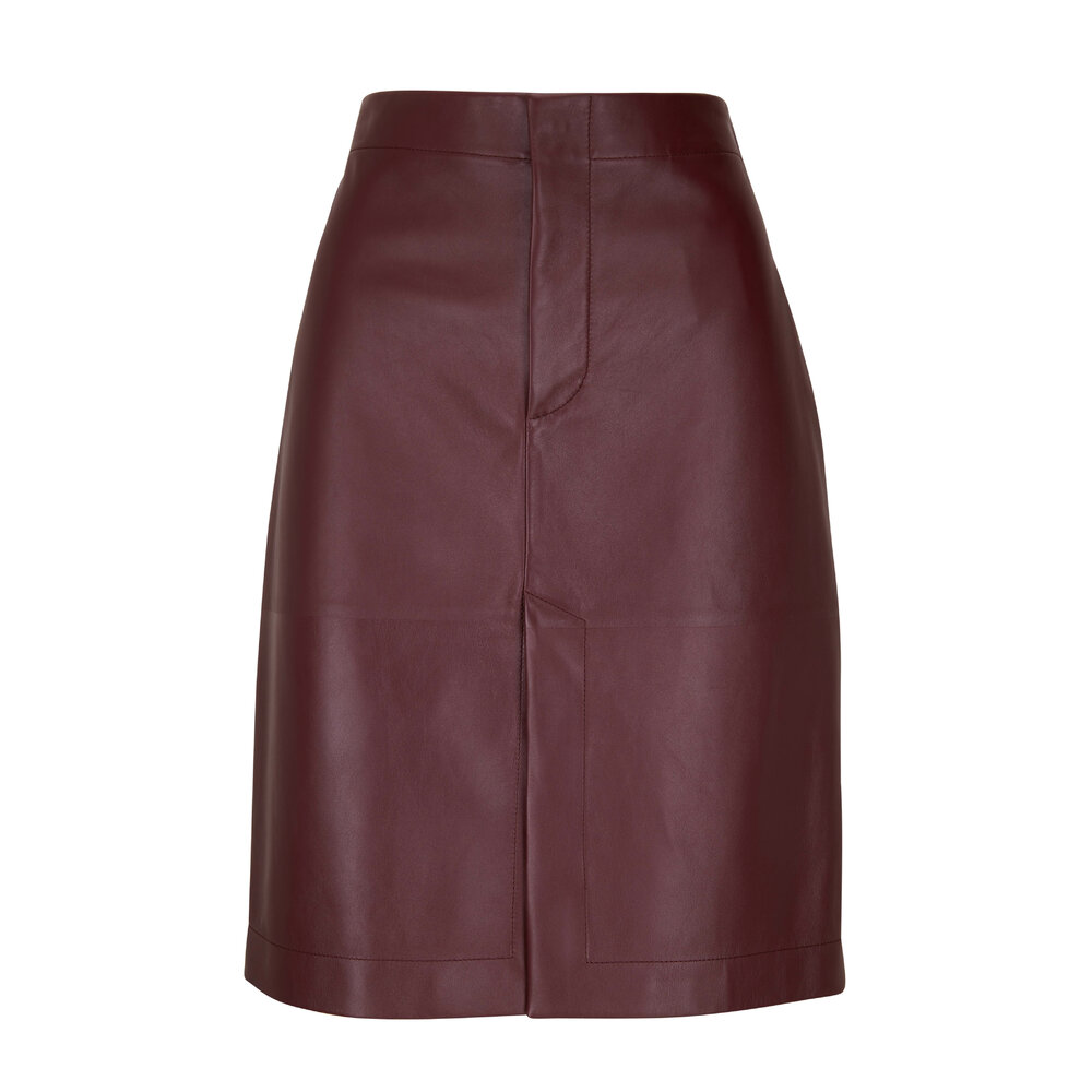 Bottega Veneta - Burgundy Smooth Napa Leather Skirt