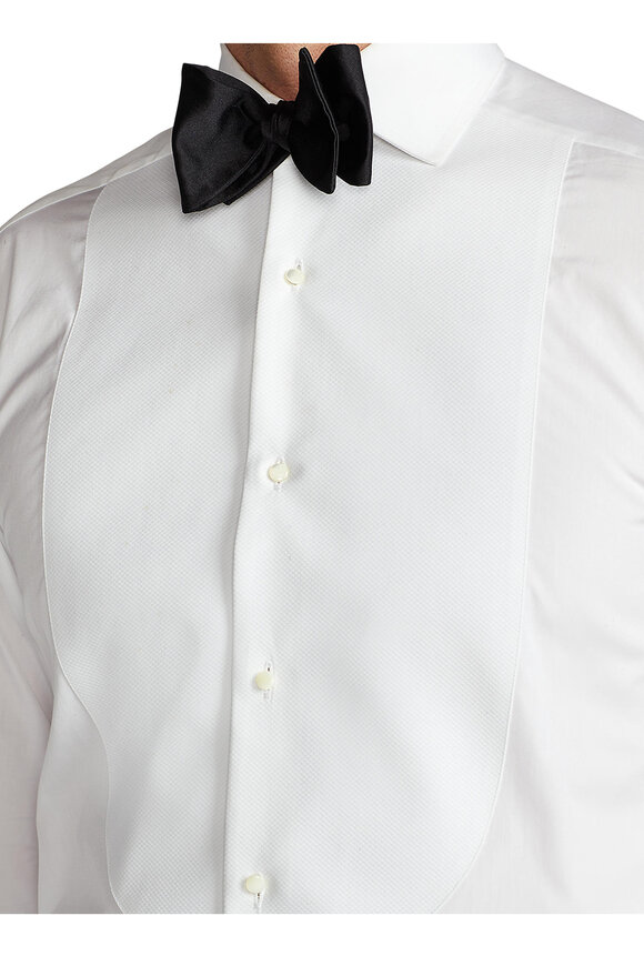 Ralph Lauren Purple Label - White Poplin Piqué Tuxedo Shirt