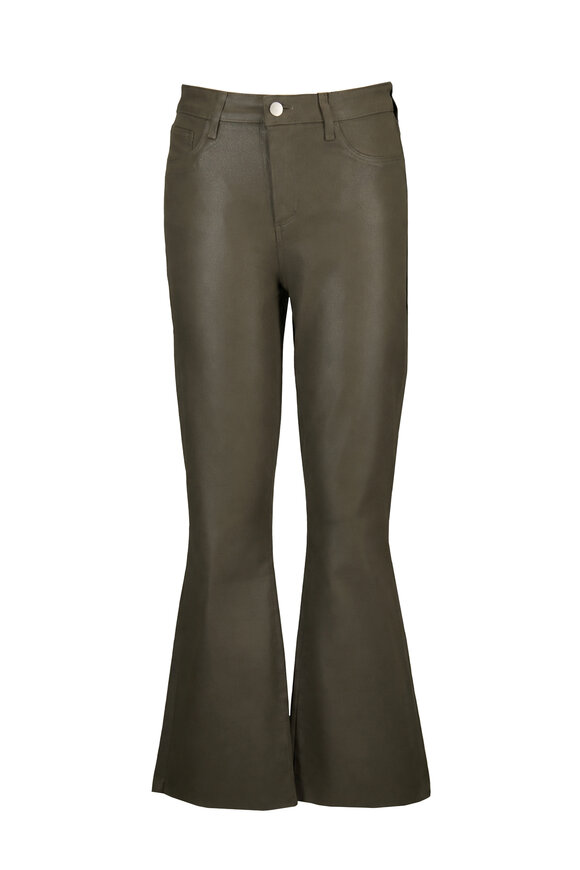 L'Agence Kendra Olive Coated Crop Flare Jeans - view 1