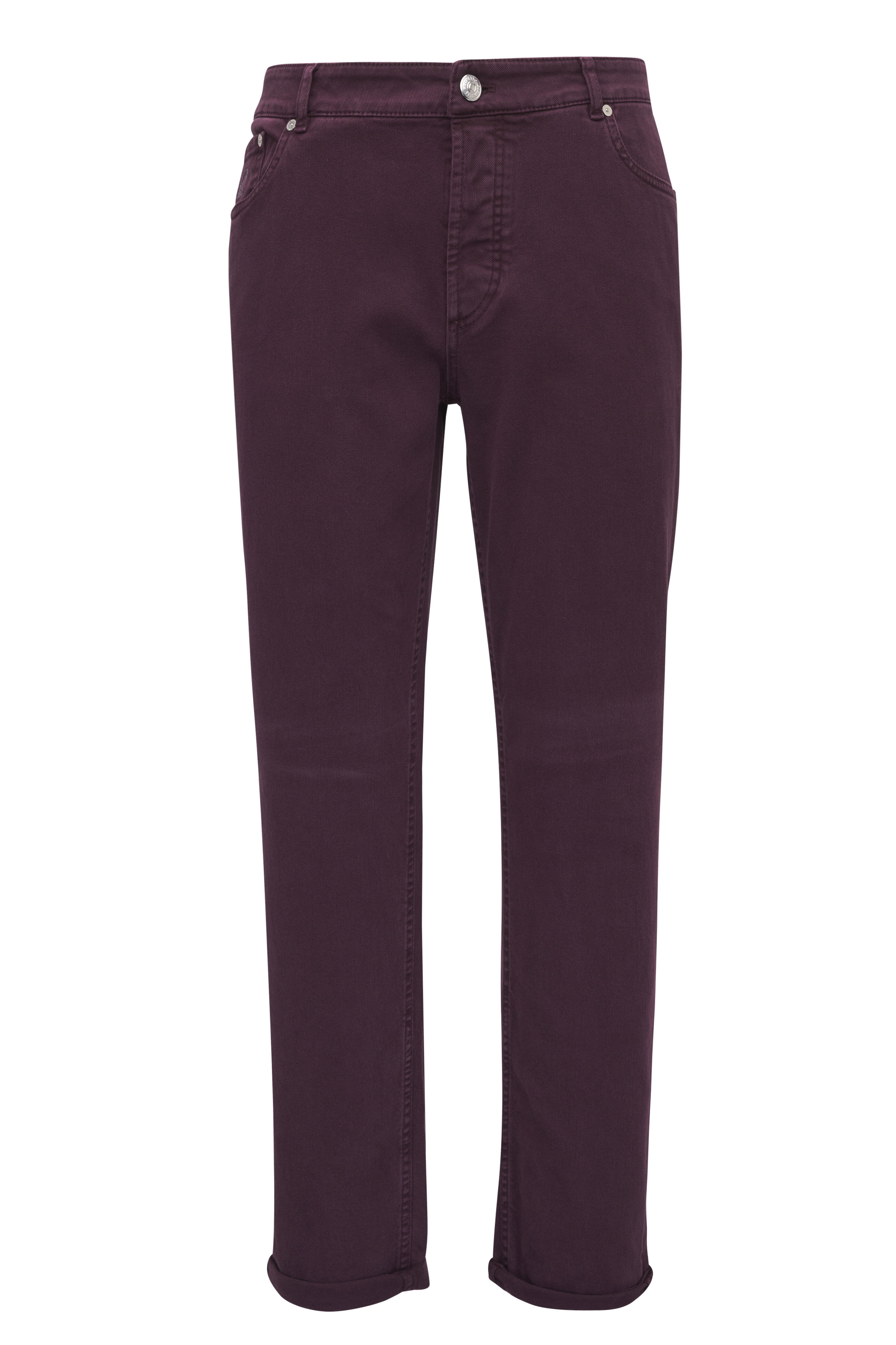 Brunello Cucinelli - Burgundy Traditional Fit Cotton Jean
