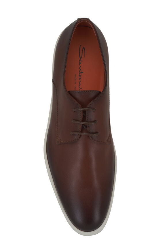 Santoni - Dilate Brown Leather Lace Up Dress Shoe