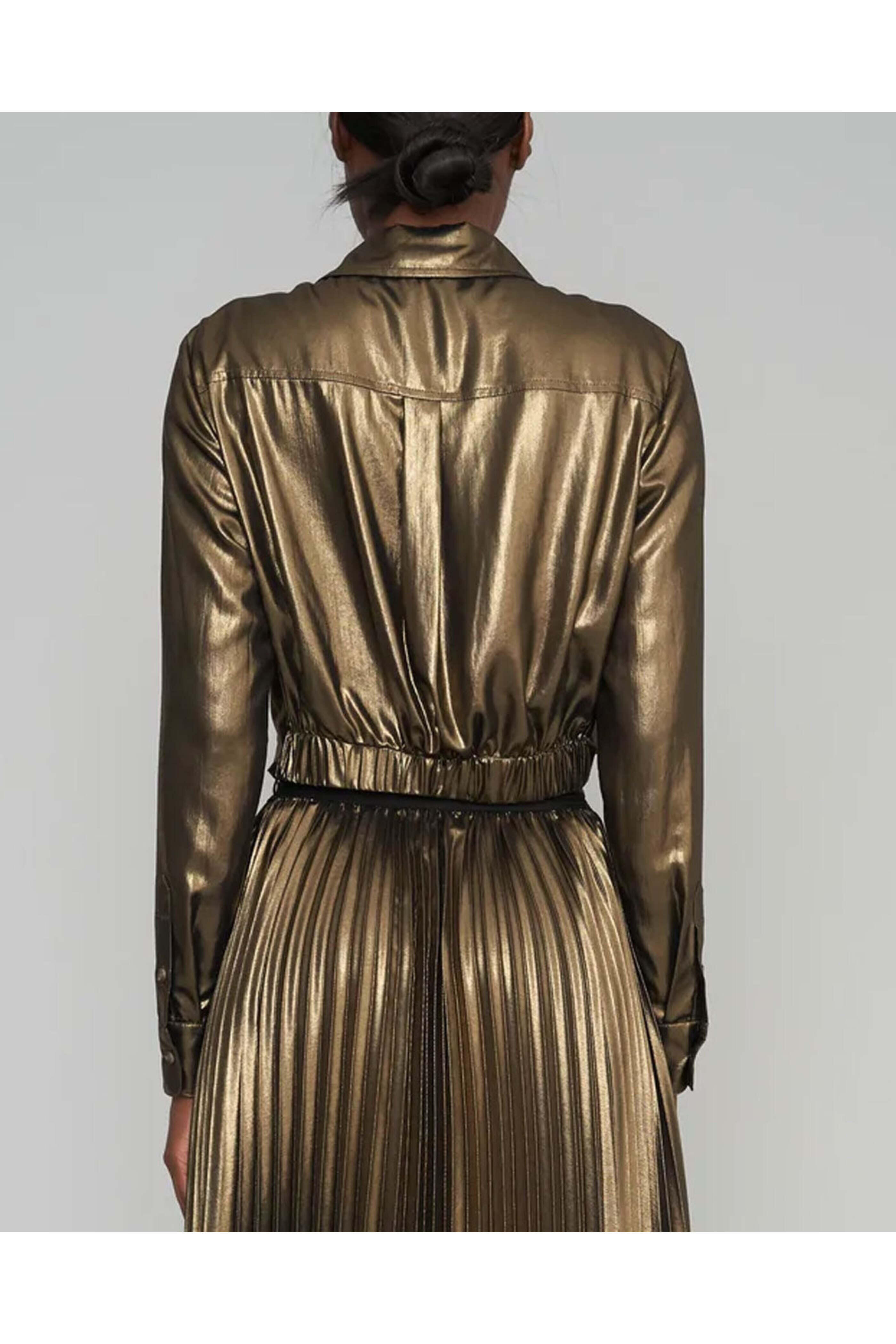 Le Superbe - Vintage Gold Metallic Sunset Tower Tuck Shirt