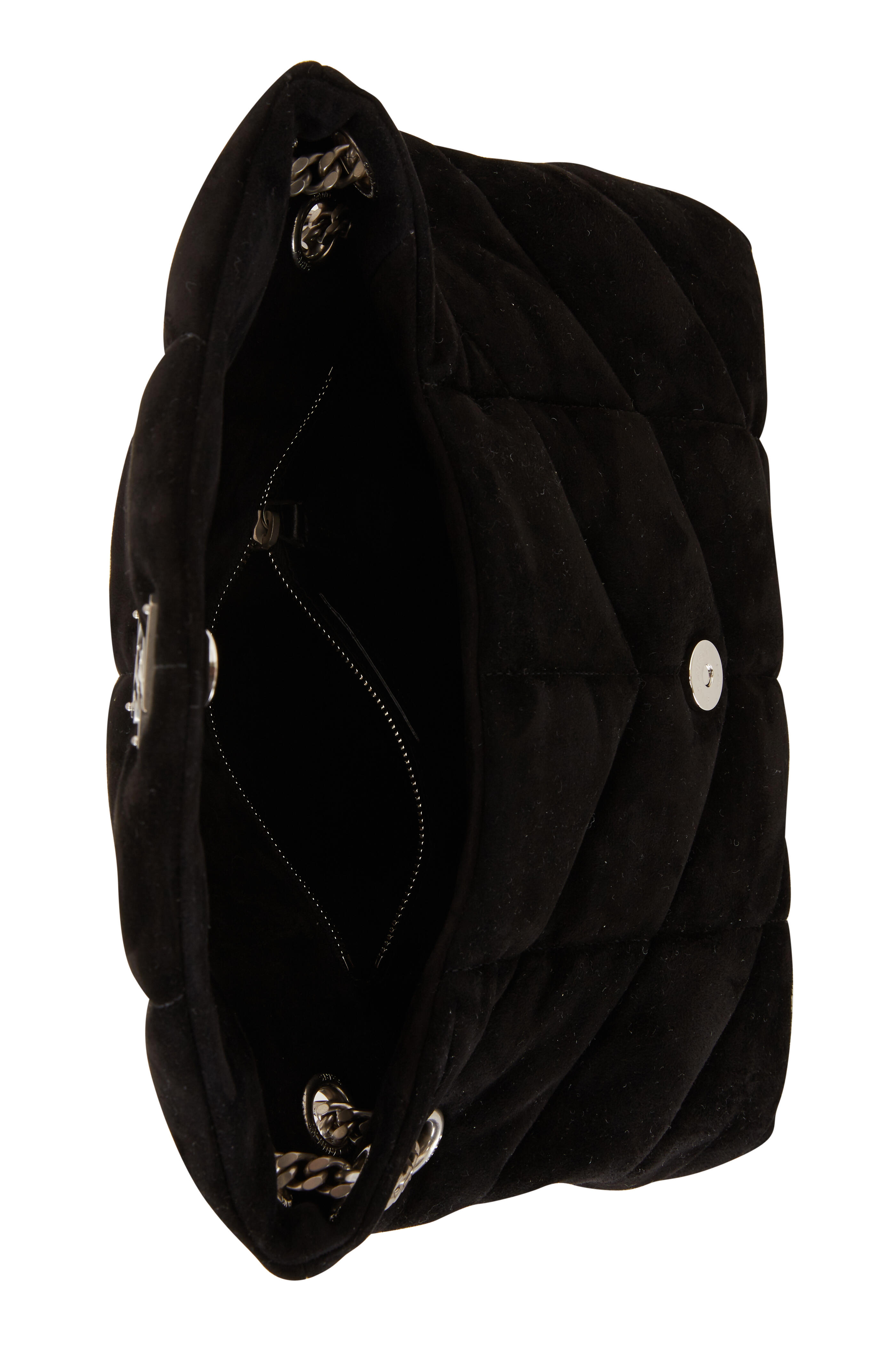 Saint Laurent - Loulou Black Quilted Suede Puffer Small Bag