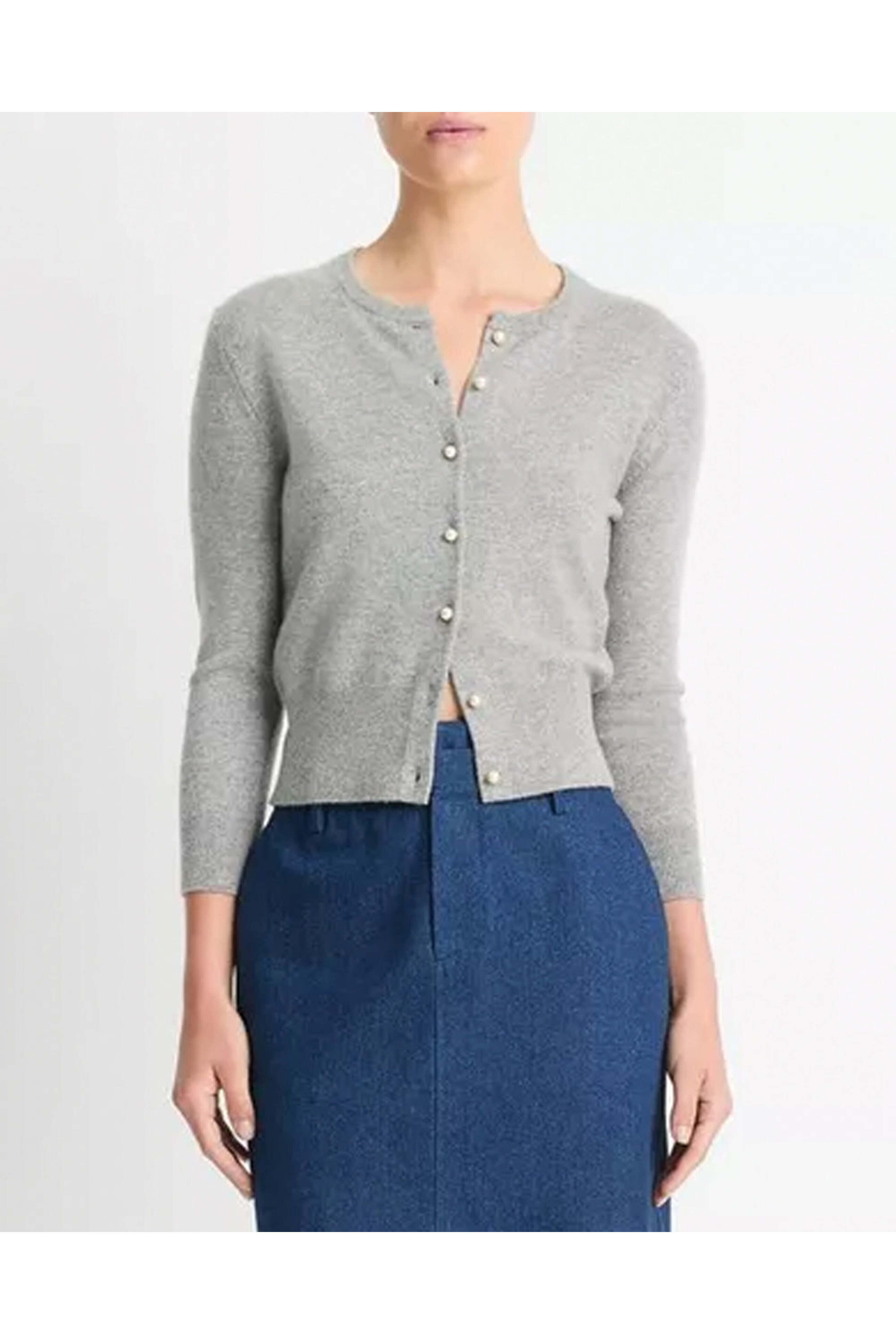 Vince - Mid Grey Pearl Button Cardigan