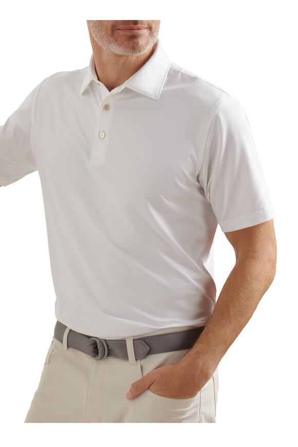 Peter Millar White Solid Performance Jersey Polo - view 2