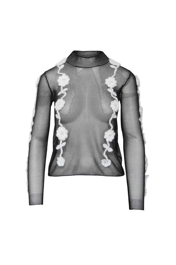 Ganni Sheer Flower Crochet Top