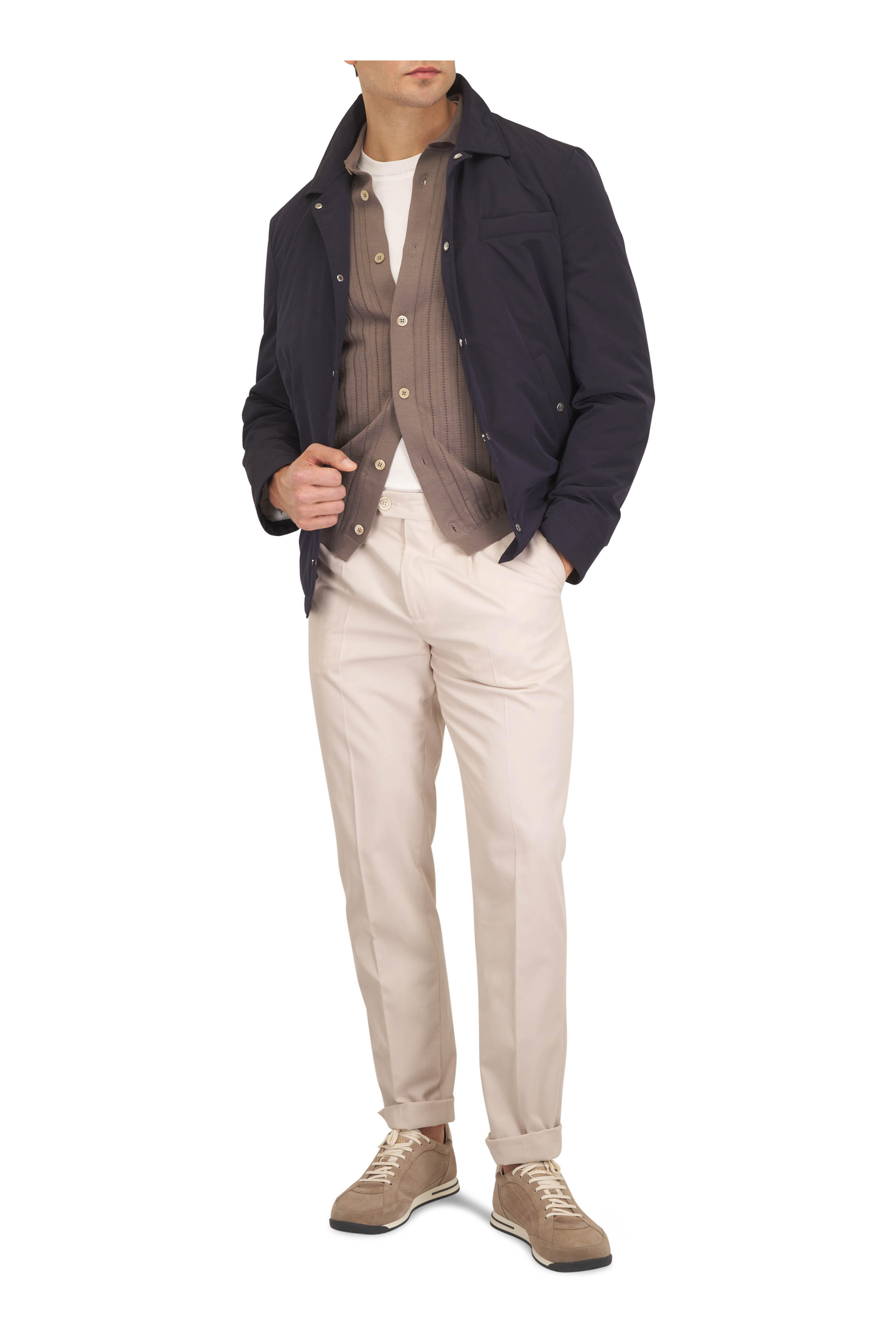 Brunello Cucinelli - Navy Nylon Snap Front Jacket