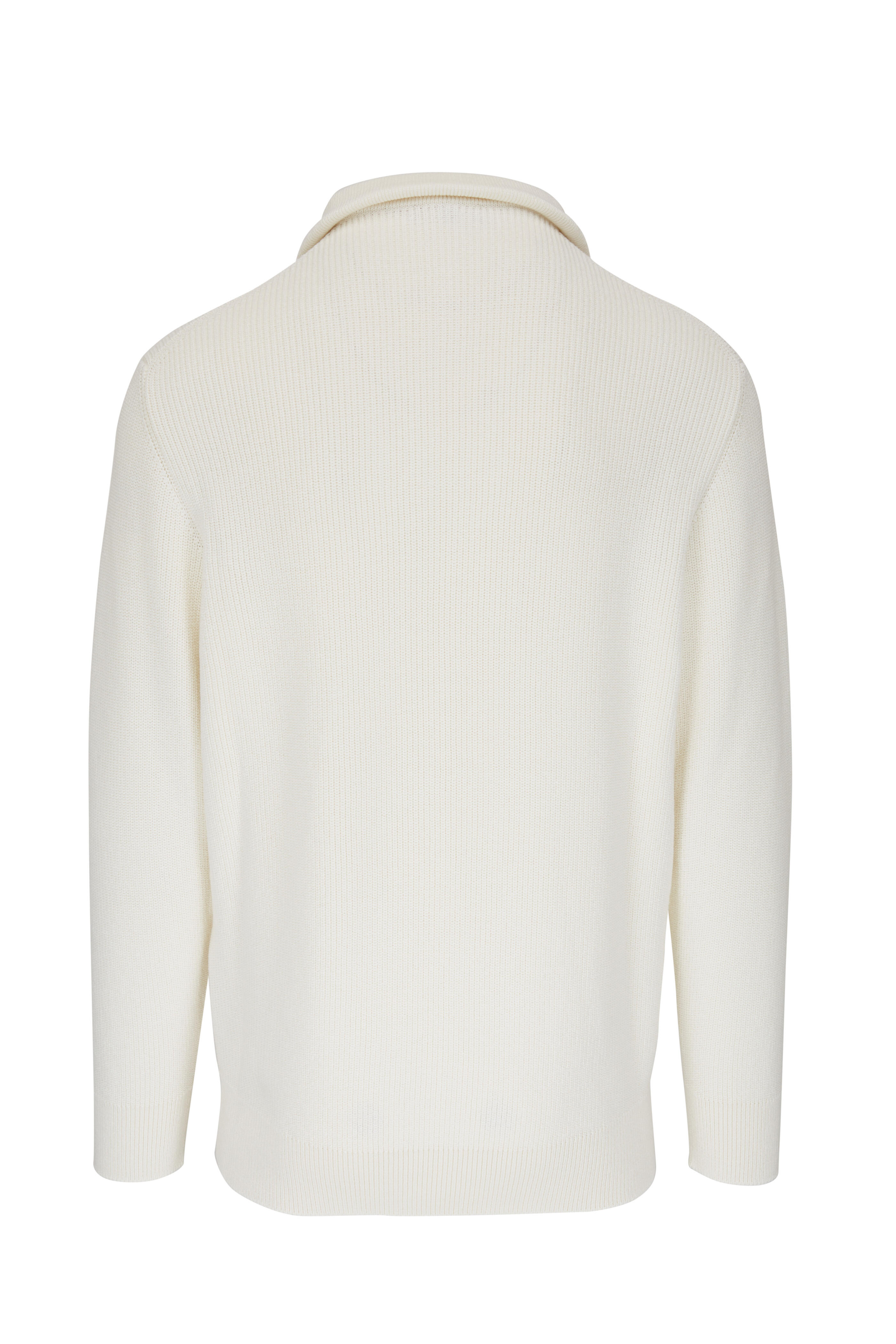 Loro Piana - White Cotton & Silk Quarter Zip Pullover