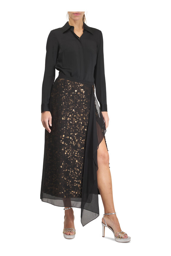 Michael Kors Collection Hansen Black Button Front Blouse - view 2