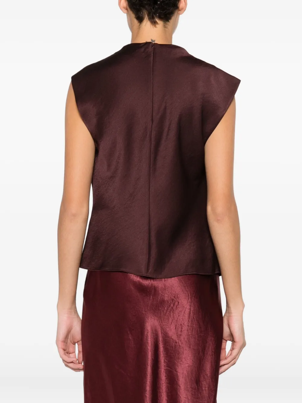 Vince - Fig Satin Draped Cowl Neck Top
