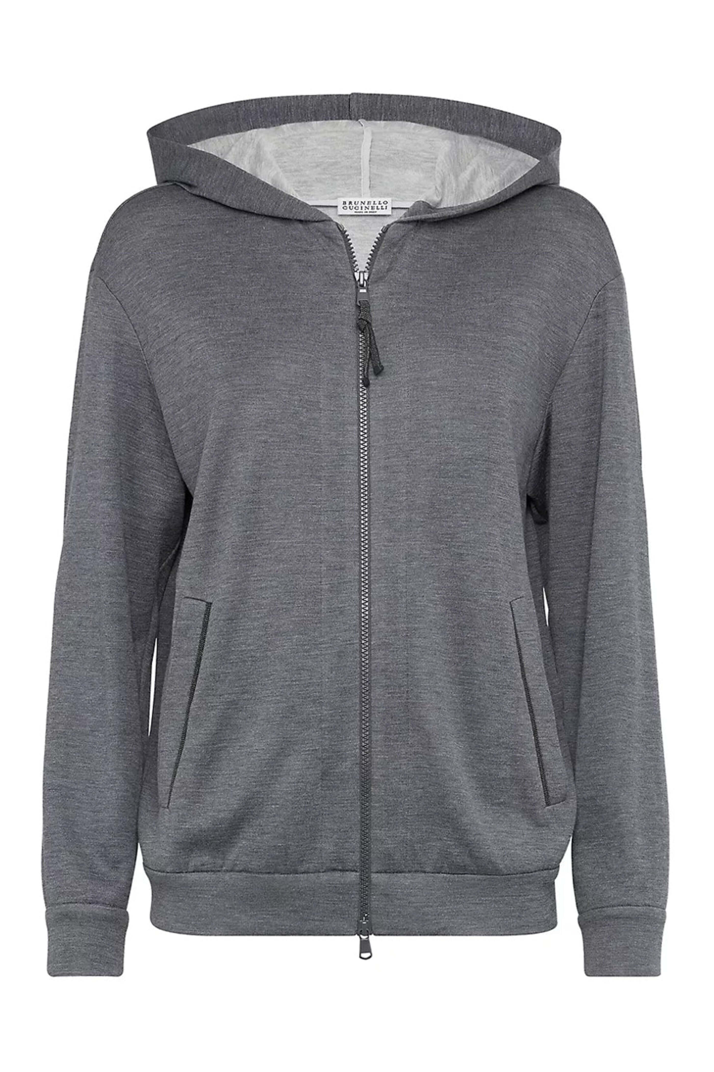 スウェット・トレーナー BRUNELLO CUCINELLI Felpa Brunello Cucinelli - Gray Felpa Zip Hoodie | Mitchell Stores