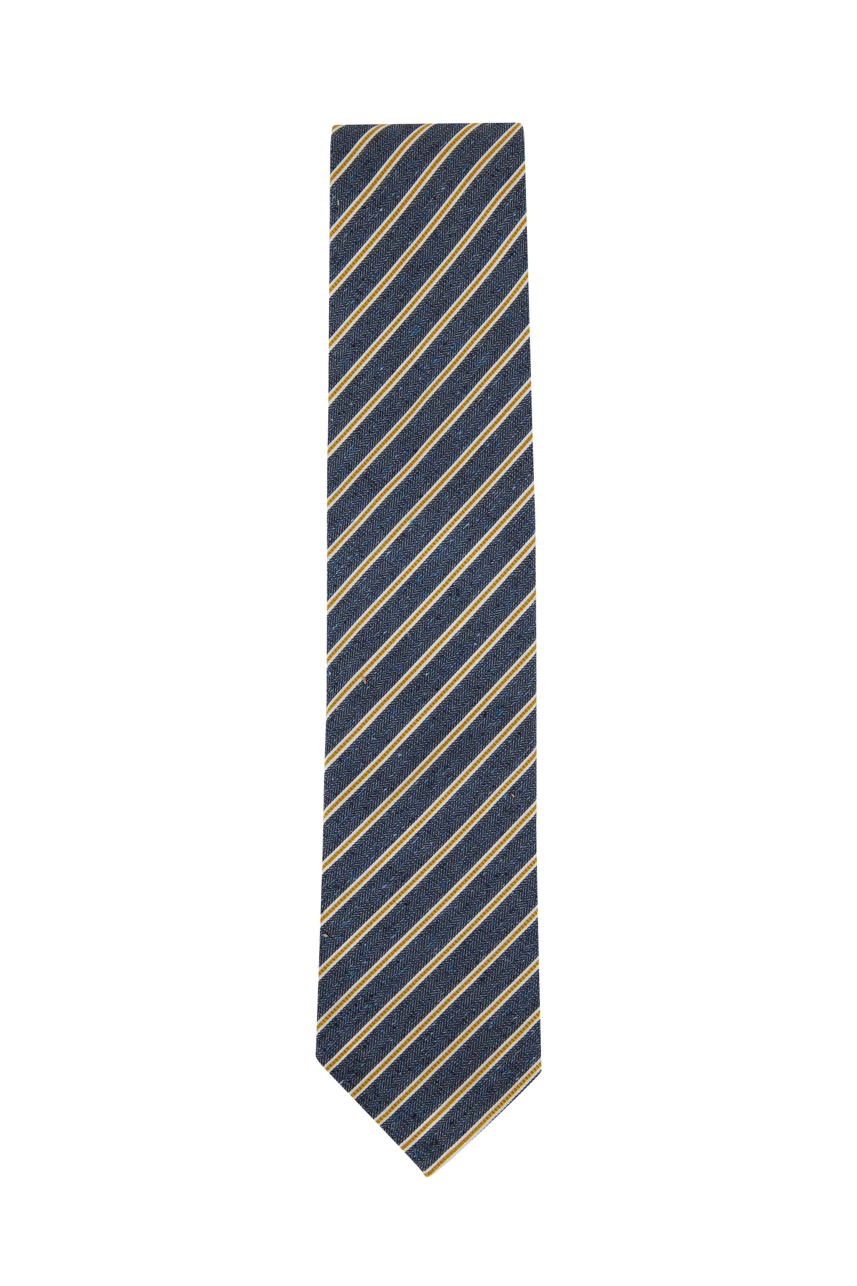 Eton Charcoal Gray & Gold Striped Necktie Mitchell Stores